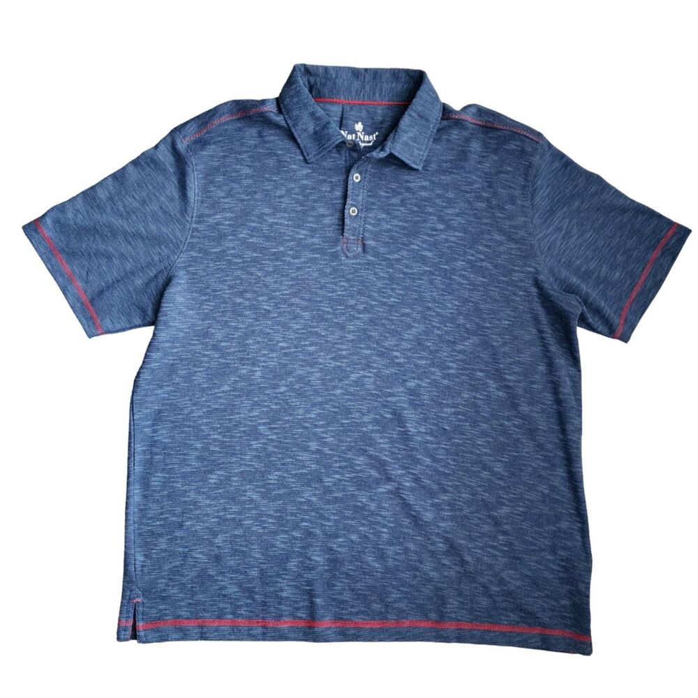 Nat Nast Luxury Originals Men's Blue Black Polo Shirt Size XL Short Sleeve